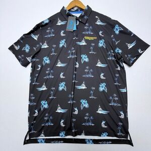 Scales Gear Mens Sporty Fishing Polo Shirt Black Tropical Marlin Yacht XL NWT